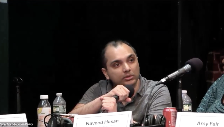 Naveed Hasan speaking at a Panel for Educational Policy meeting March 25, 2026. (Credit: NYC Public Schools)