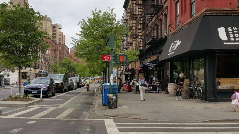 Despite a sign advising cyclist they are going the wrong way if travelling northbound on the Columbus Avenue bike lane, many do so anyway.