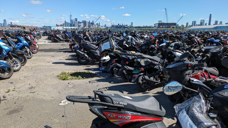 NYPD’s illegal e-bike and scooter impound yard in Red Hook, Brooklyn.