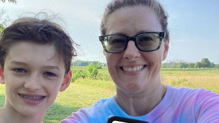 Heather and Luca Spinelli with the FarmScout app.