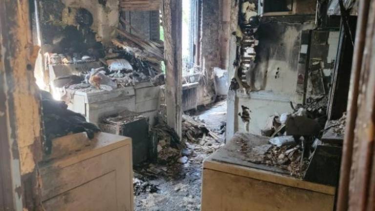 <b>The Fierro’s kitchen after the devastating fire raced through the clutter-filled SOHO apartment on May 29.</b> Photo: SoHo guy