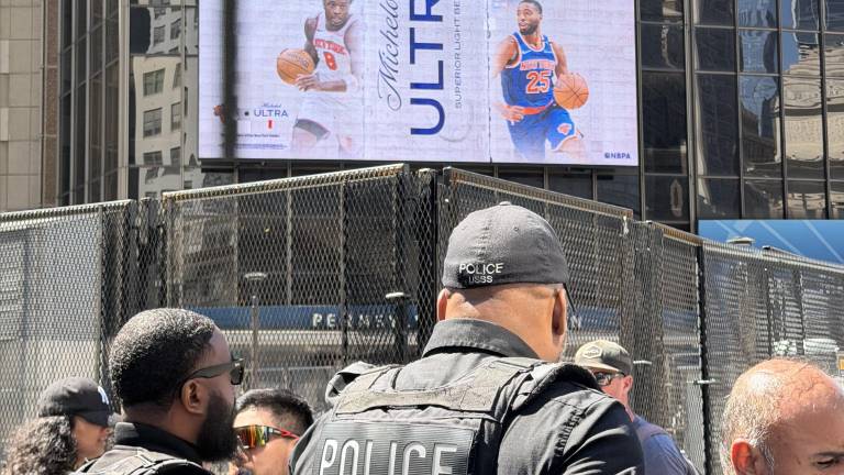 Secret Service officers patrolling the stadium before the lockdown.