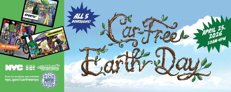 Official car-free Earth Day advertisement by NYC Department of Transportation