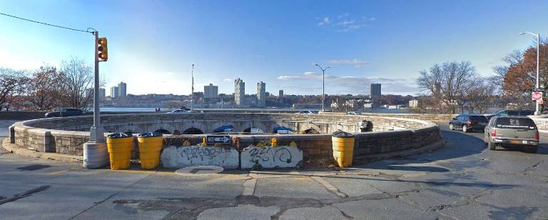The West 79th Street Rotunda reconstruction project, scheduled to begin next year, will include work to resurface and reconfigure the street-level traffic circle. Image: Google Street View