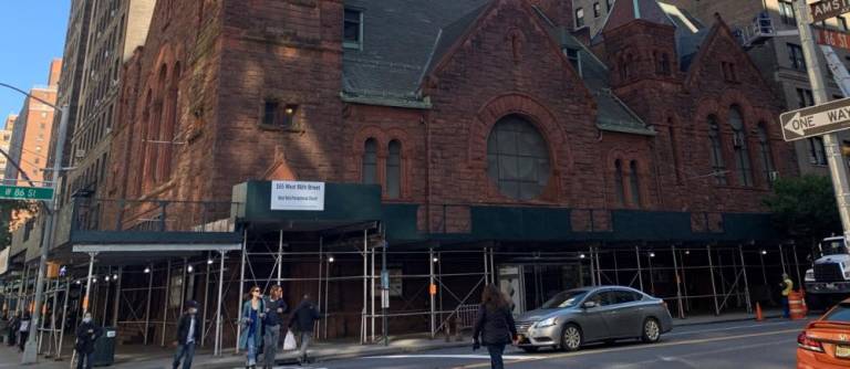 Protective scaffolding has surrounded West-Park Presbyterian Church for over 20 years. Photo courtesy of West-Park Presbyterian Church