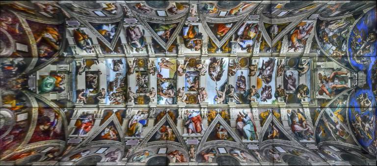 A 33-foot-long reproduction of Michelangelo&#x2019;s Sistine Chapel ceiling fresco is part of the exhibition &#x201c;Michelangelo: Divine Draftsman and Designer,&#x201d; on view at The Met Fifth Avenue through February 12. Photo: Adel Gorgy