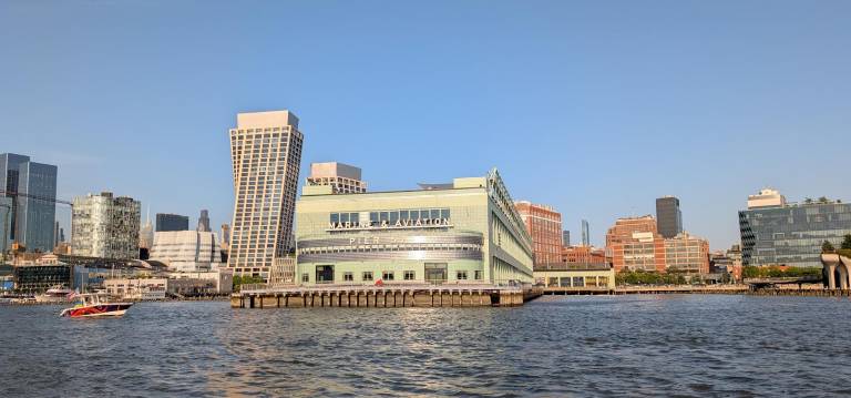 Expansive view of Pier 57 from a riverboat.
