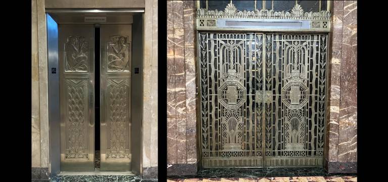 Incredible Art Deco elevators in residential area of 20 Exchange Place, which boasts 27 elevators!