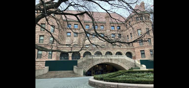 The 77th Street entrance to the American Museum of Natural History where Erik Bottcher’s inauguration was held on Sunday, March 15.