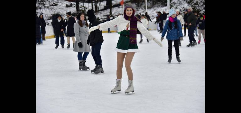 Quirky Karen goes into a spin at Wollman Rink in Central Park.