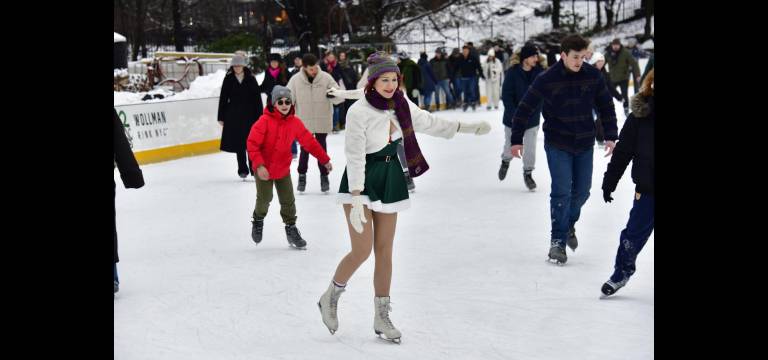 Quirky Karen goes with the flow at Wollman Rink in Central Park.
