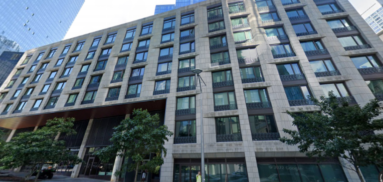 100 Freedom Place South houses 100-plus affordable units and is part of the same building as One West End Avenue, a luxury apartment complex. Photo via Google Maps