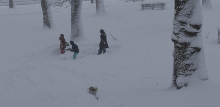 Kids were given a snow day on Feb. 23, but only a handful ventured out early into Riverside Park. That changed later in the day when the snow stopped.