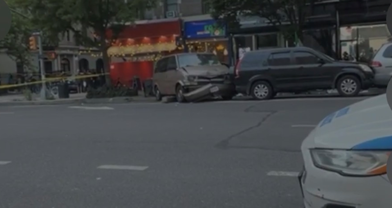 Some of the cars that an allegedly drunk driver struck on Amsterdam Avenue in an incident that left two people dead and at least three injured.