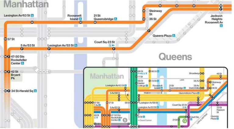 The new weekday routes of the F &amp; M lines.