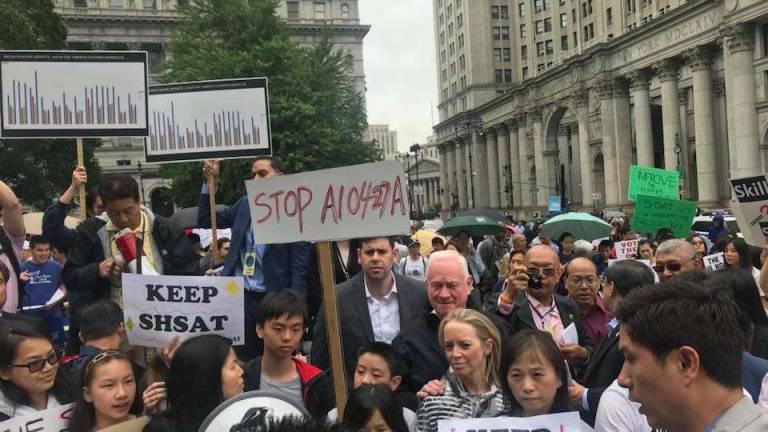 Mayor Bill de Blasio's school plans have met resistance before. In June, opponents of his proposal to overhaul admissions to specialized high schools held a rally at City Hall