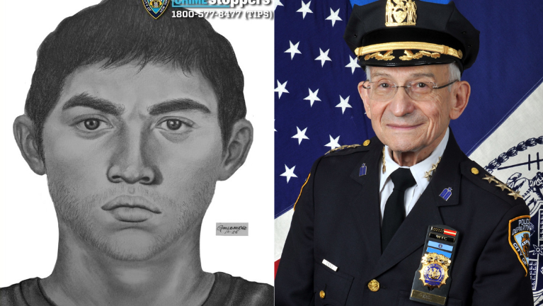 Left: Wanted for forcible touching. Right: NYPD Chaplain Rabbi Alvin Kass