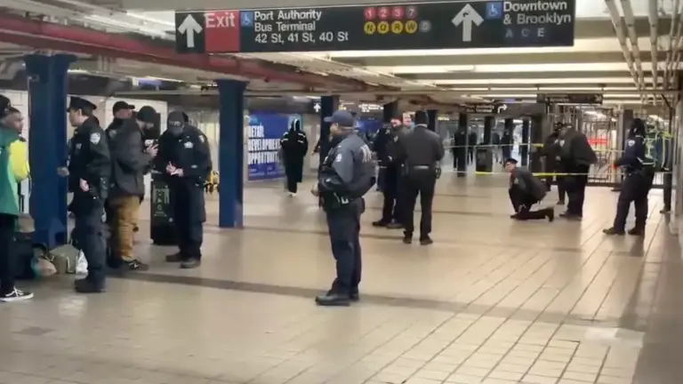 Police recovered a single 9 mm shell casing after a shot was fired that sent people running on the mezzanine level of the Port Authority subway stop at 8th Ave. and 42nd St. on the evening of Dec. 1.