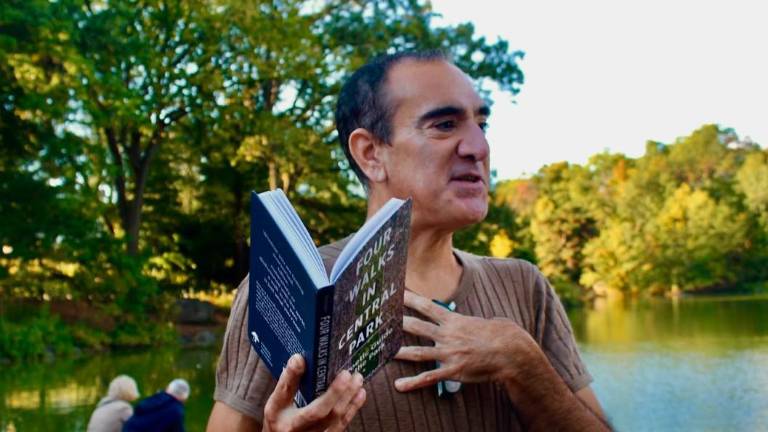 The poet Aaron Poochigian at Bethesdea Fountain in Central Park.