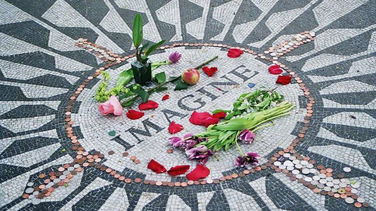 Nancy Funke leads a<i>“</i>Wild Woman’s Walk on the Upper West Side,” stopping at the John Lennon Strawberry Fields memorial in Central Park among its many stops.
