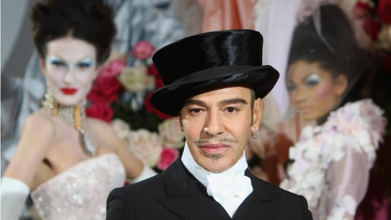 Fashion designer John Galliano poses at the end of the presentation of the Dior Haute Couture spring/summer 2010 fashion collection on Jan. 25, 2010, in Paris.