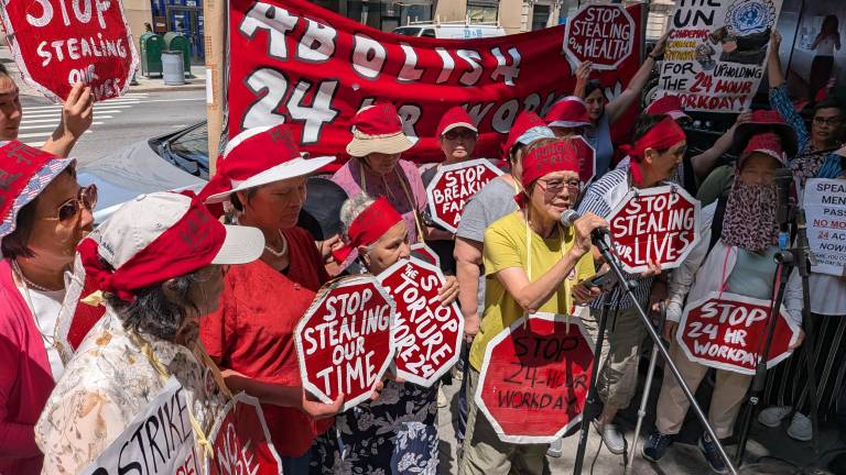 “No More 24” Bill Stalls, again, to the ire of protestors on Brodway outside City Hall on Aug. 5.