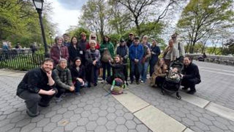 The tour guide Katie Devin Orenstein insisted all the dozen or so people on tour of Nora Ephron’s haunts on the UWS say hello to their neighbors.