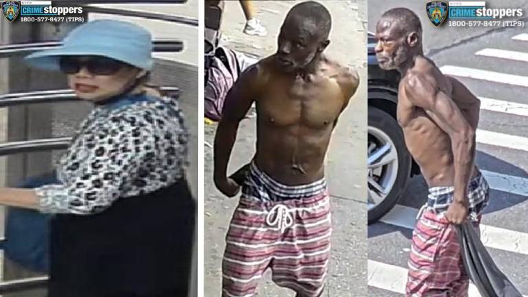 Wanted for attempted child kidnapping (left) in Inwood; and suspect (right) wanted for robbery