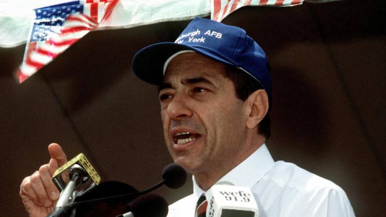 Governor Mario Cuomo at a rally in 1991. Photo: Sgt. Tracy Santee, USAF, via Wikimedia Commons