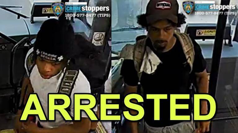 Two suspects arrested for Elder Assault on a Broadway bus.