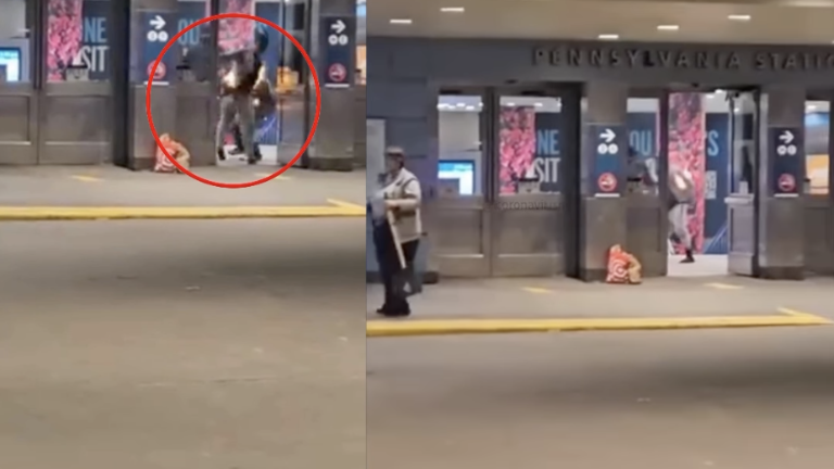 Screenshot from a public instagram account that showed the video of the homeless man being sest on fire inside the entrance to Penn Station on West 33rd Street